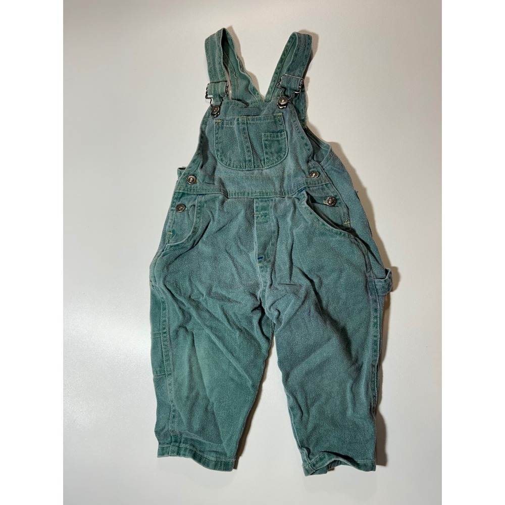 Electric Kids Denim Overalls Toddler 2T Teal Green Good Vintage Carpenter Bibs